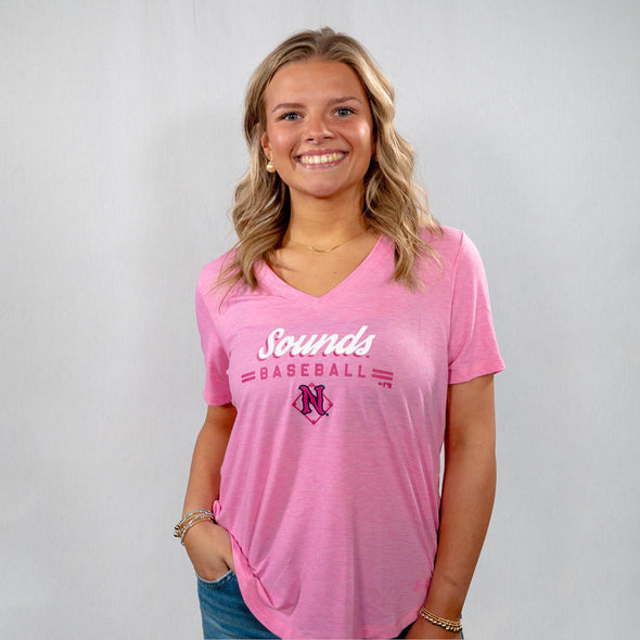 Nashville Sounds Women's Under Armour Pink Breezy V-Neck Tee