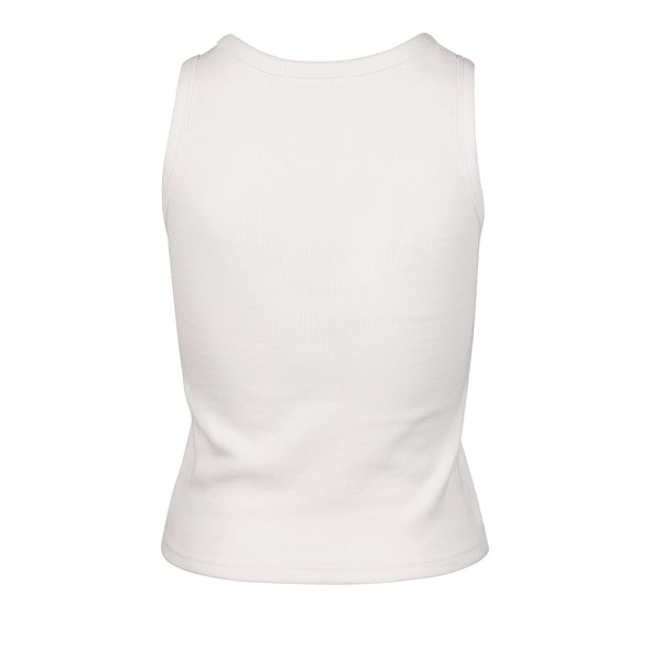 Women's White Ribbed Tank