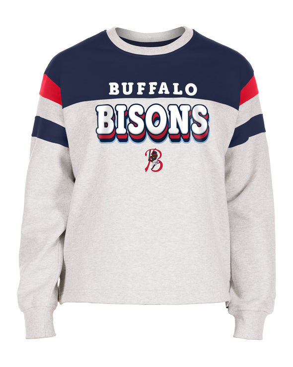 Buffalo Bisons Ladies New Era Retro Grey 88 Crewneck