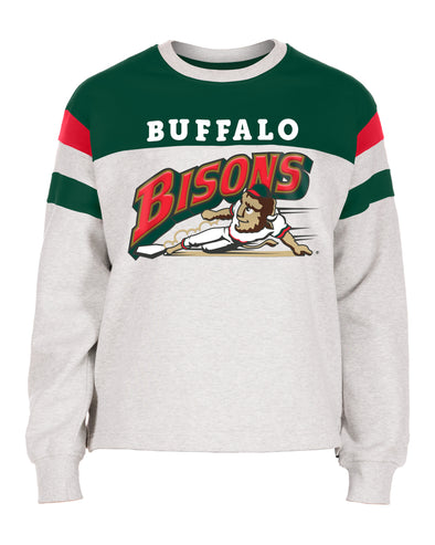 Buffalo Bisons Ladies New Era Retro Grey Slide Crewneck