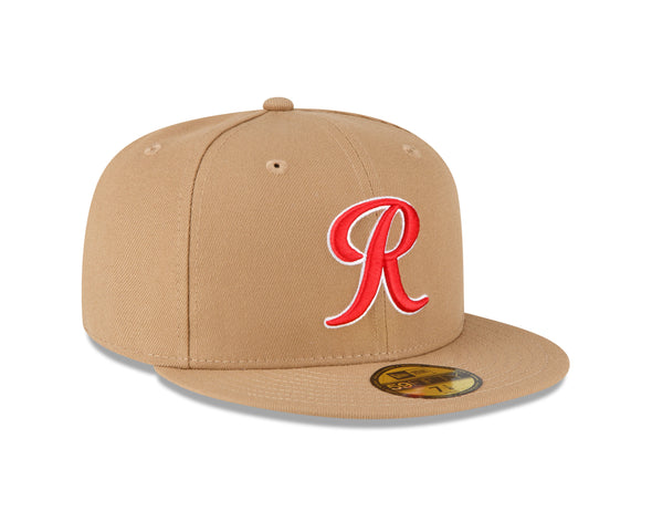 Tacoma Rainiers New Era 59Fifty Khaki Red R Cap