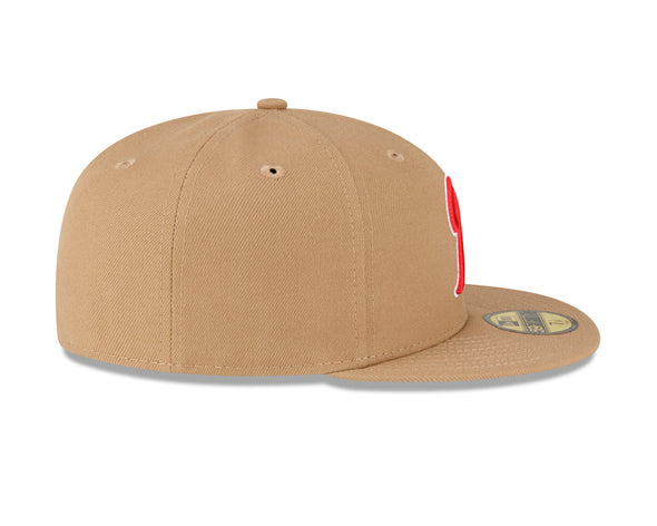 Tacoma Rainiers New Era 59Fifty Khaki Red R Cap