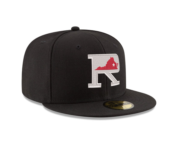 Richmond Flying Squirrels New Era Black Fauxback 'R' 59Fifty