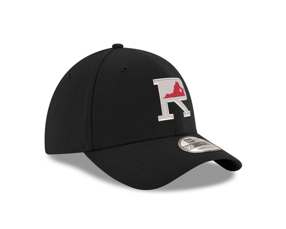 Richmond Flying Squirrels New Era Black Fauxback 'R' 39Thirty