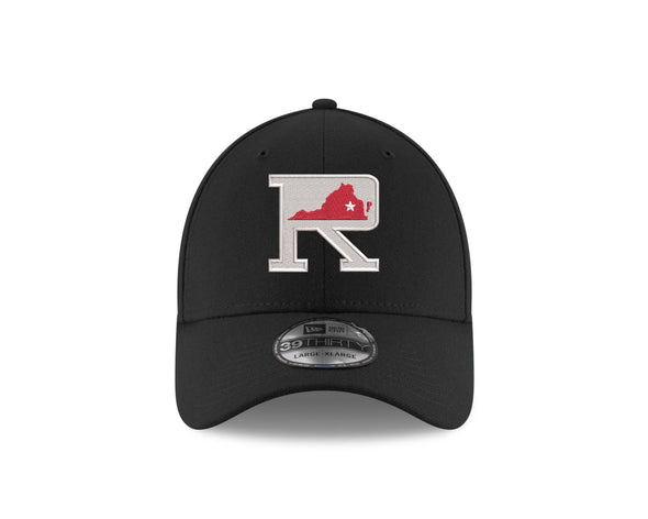 Richmond Flying Squirrels New Era Black Fauxback 'R' 39Thirty