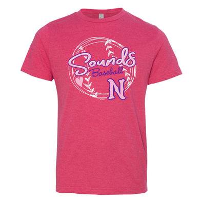 Nashville Sounds Youth Vintage Hot Pink Heart Tee