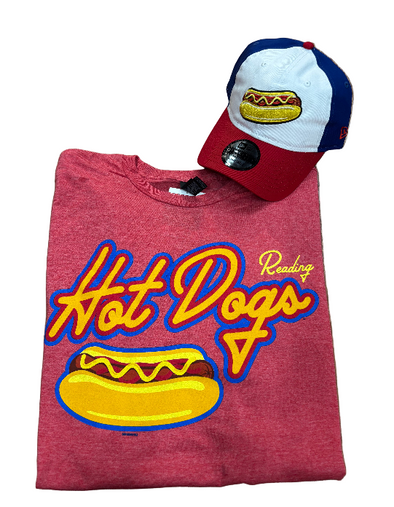 Adult Reading Hot Dogs Tee and Hat Combo