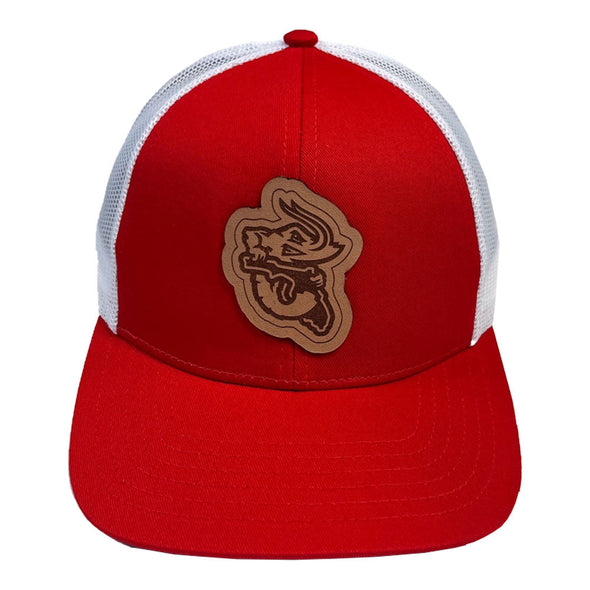 Jacksonville Jumbo Shrimp OC Leather Patch Red Trucker