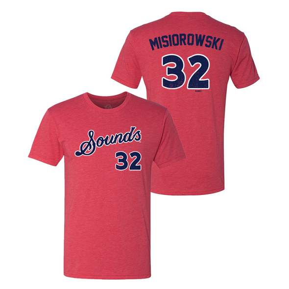 Nashville Sounds 108 Stitches Red Jacob Misiorowski Jersey Tee