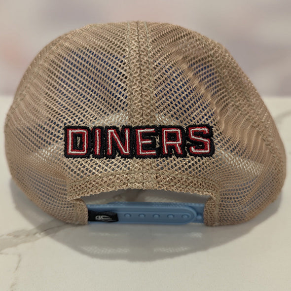 Jersey Diners Adult State & Eggs Distressed Snap Back Tea Stain Cap