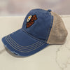 Jersey Diners Adult State & Eggs Distressed Snap Back Tea Stain Cap