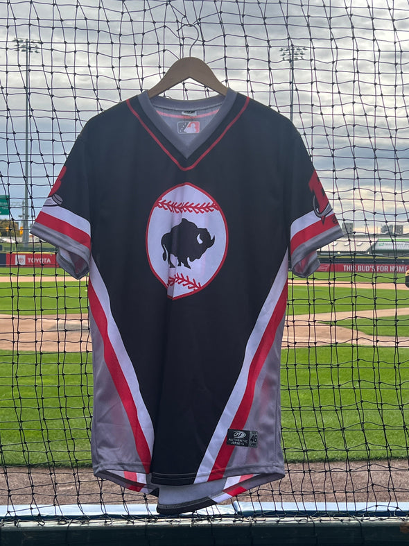 Buffalo Bisons Autographed & Game Worn Sublimated Hockey Black Jersey - Manager Casey Candaele #11 Size 46
