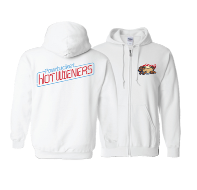 Pawtucket Hot Wieners White Full Zip Hood