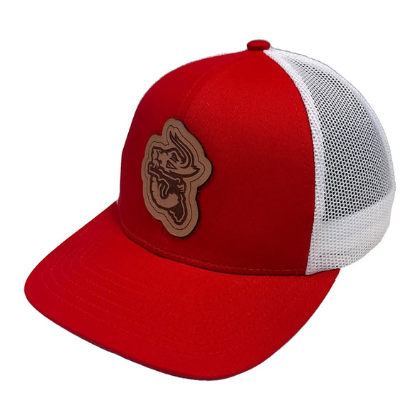 Jacksonville Jumbo Shrimp OC Leather Patch Red Trucker