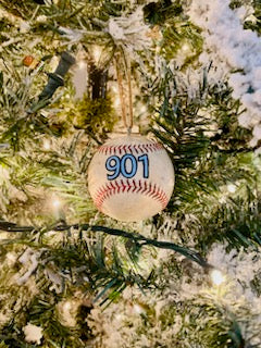 Memphis Redbirds Game Used Baseball Christmas Ornament - "901"