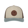 Dunedin Blue Jays Stone Brown Leather Circle Patch Trucker