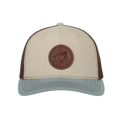 Dunedin Blue Jays Stone Brown Leather Circle Patch Trucker