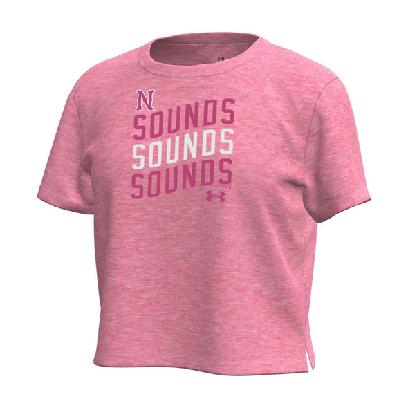 Nashville Sounds Girls Under Armour Pink Heather Breezy Short Sleeve Tee