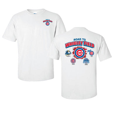 MYRTLE BEACH PELICANS BIMM RIDDER WHITE CHICAGO CUBS ROAD TO WRIGLEY TEE