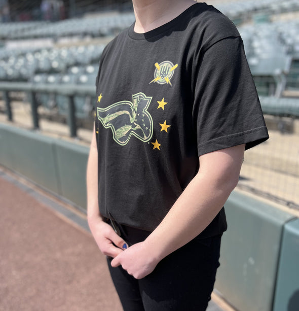 Somerset Patriots Womens 2024 Armed Forces Black Tee