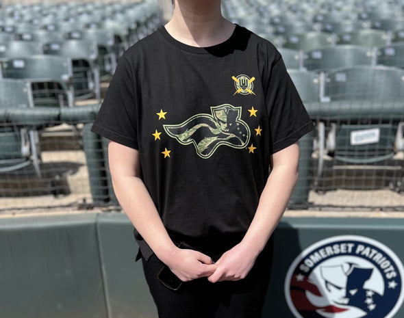 Somerset Patriots Womens 2024 Armed Forces Black Tee