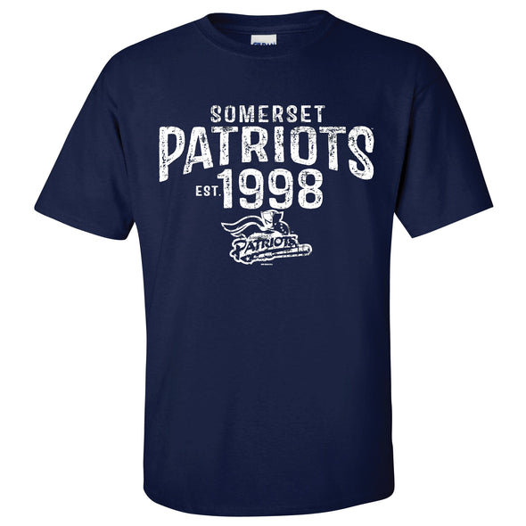 Somerset Patriots Adult Cotton Navy Ainge Est. Tee