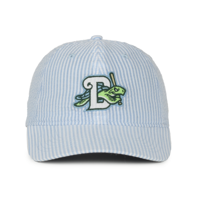 LADIES BLUE AND WHITE STRIPED CAP