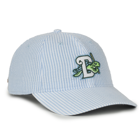 LADIES BLUE AND WHITE STRIPED CAP
