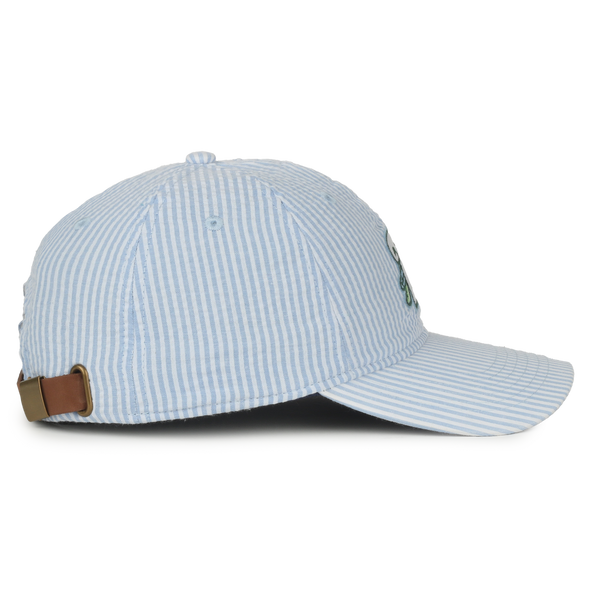 LADIES BLUE AND WHITE STRIPED CAP