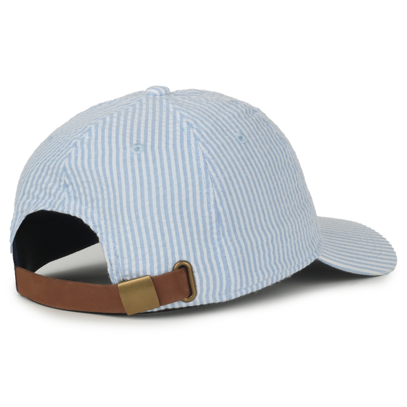LADIES BLUE AND WHITE STRIPED CAP