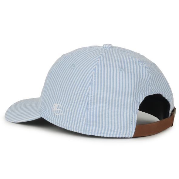 LADIES BLUE AND WHITE STRIPED CAP