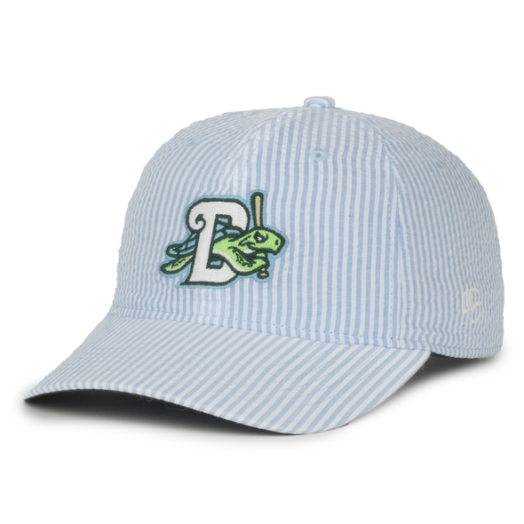 LADIES BLUE AND WHITE STRIPED CAP