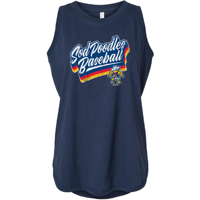 Amarillo Sod Poodles Womens Denim Blue Tank