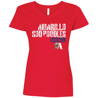 Amarillo Sod Poodles Women's Red Historic LeanA Tee
