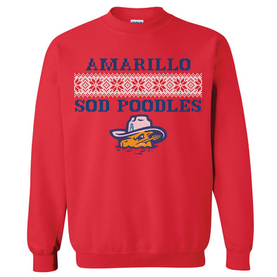 Amarillo Sod Poodles Red Christmas Game Crewneck