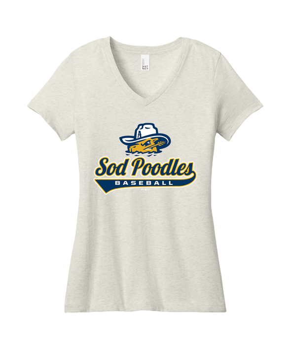 Amarillo Sod Poodles Womens Oatmeal Game V-neck