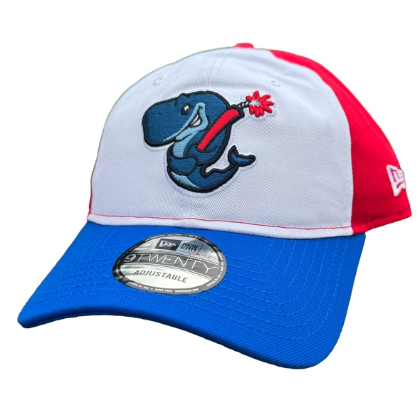 Eugene Emeralds Exploding Whales New Era Red, White, and Blue 9TWENTY Cap