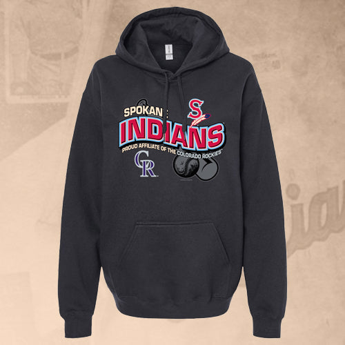 Spokane Indians Black Deliver Rockies Affiliate Design Hoodie