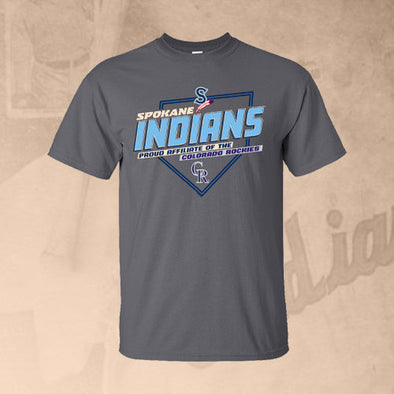 Spokane Indians Charcoal Nutrients Rockies Affiliate Tee