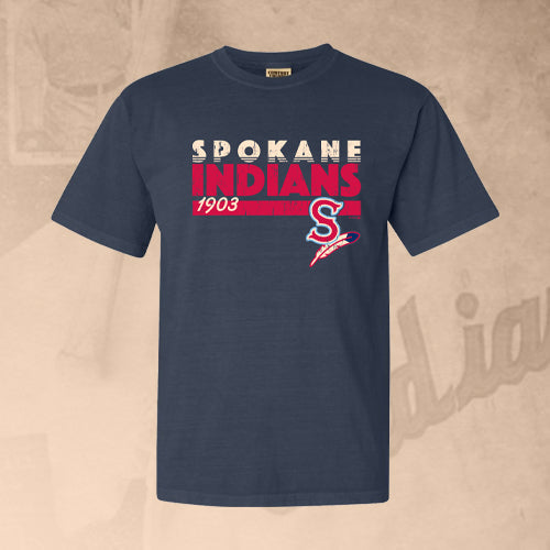 Spokane Indians Adult Denim Pigment Dyed Tee