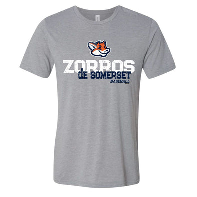 Somerset Patriots Athletic Grey Triblend Zorros de Somerset Plane Rotation T-shirt