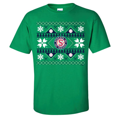 Spokane Indians Green Holiday Sweater Tee