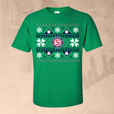 Spokane Indians Green Holiday Sweater Tee