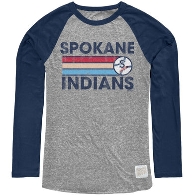 Spokane Indians Navy Raglan Long Sleeve Tee