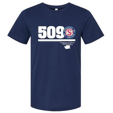 Spokane Indians Navy Bonds 509 Tee