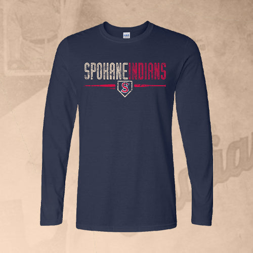 Spokane Indians Long Sleeve Navy Document Tee