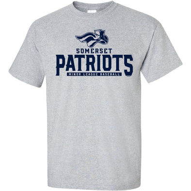 Somerset Patriots Adult Cotton Sport Gray Short Sleeve Roll T-shirt