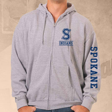 Spokane Indians Heather Gray Full Zip Hoodie