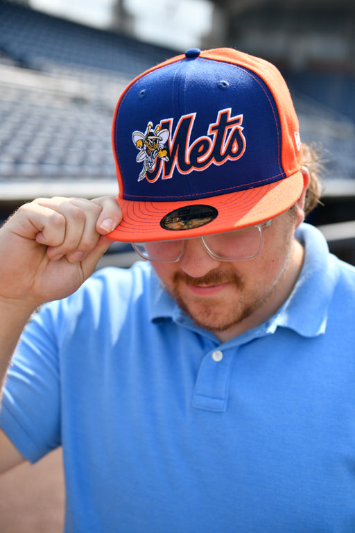 BRP NEW! B-Mets 59FIFTY B-Mets Orange and Royal Blue Hat w/B-Mets Wordmark Logo