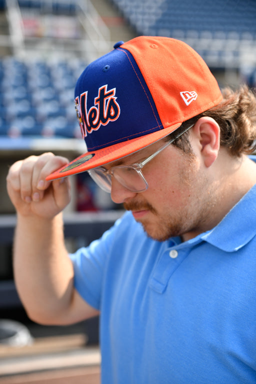 BRP B-Mets 59FIFTY B-Mets Orange and Royal Blue Hat w/B-Mets Wordmark Logo